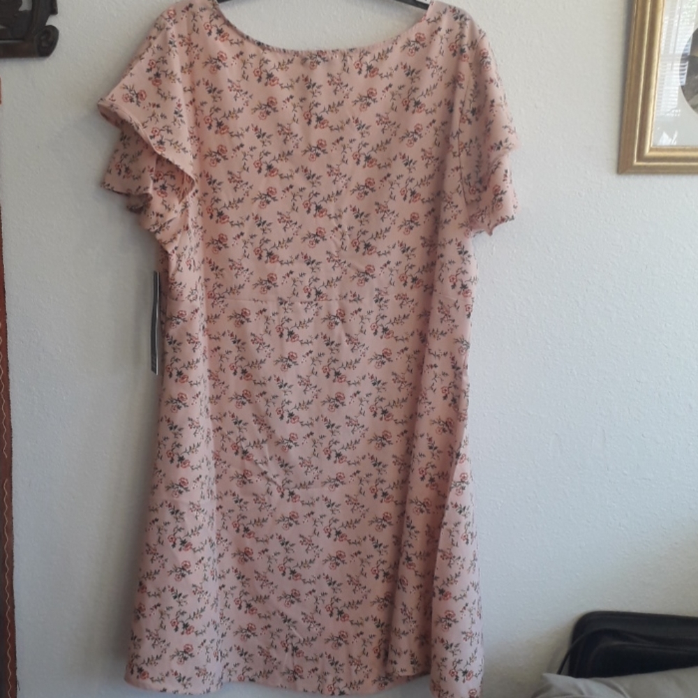 Always Indigo Ditsy Floral Blush Pink Plus Size Retro Style Dress - Picture 9 of 11
